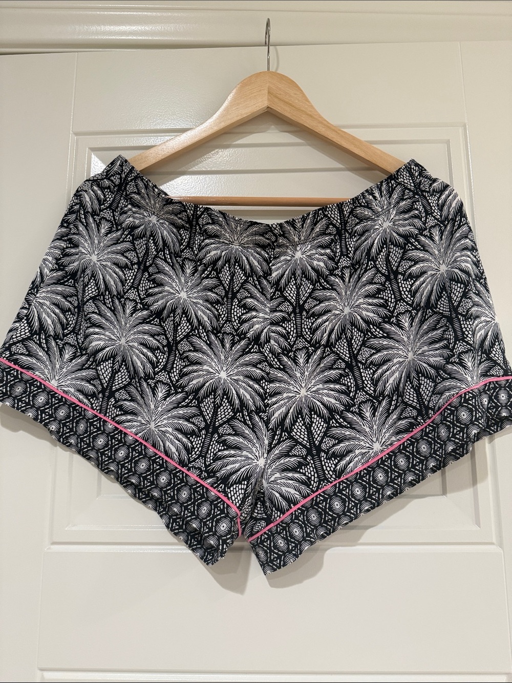 PJ Salvage Black & White Palm-Print Camisole with Pink Trim and Short Set - Picture 5 of 6
